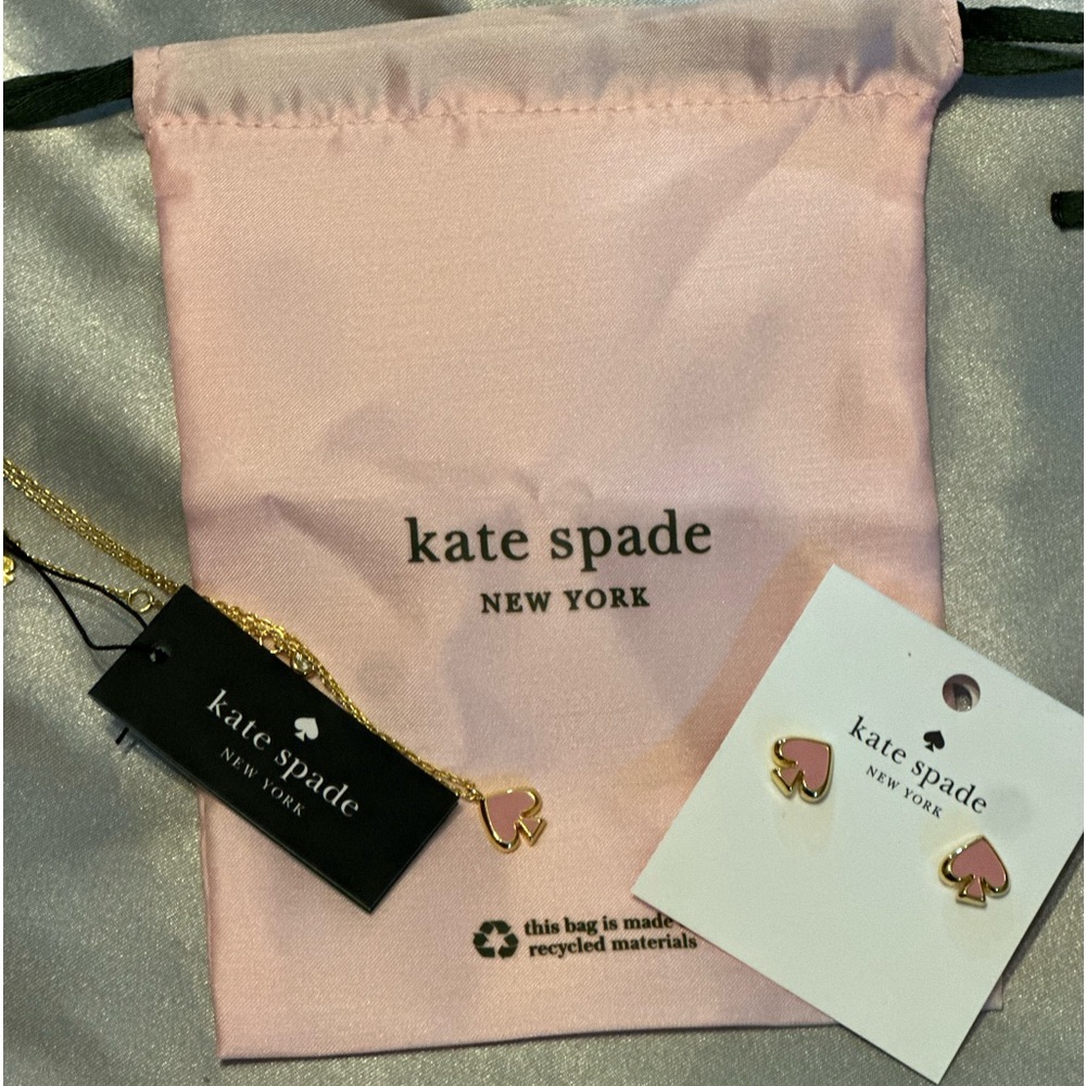 Kate Spade ♠️ pink Spade Earrings and necklace set.